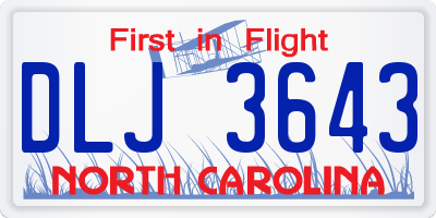 NC license plate DLJ3643
