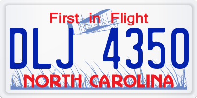 NC license plate DLJ4350