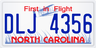 NC license plate DLJ4356