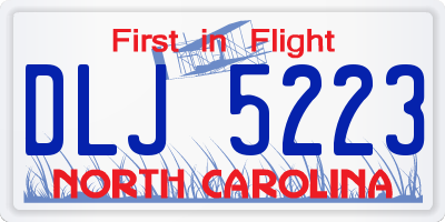 NC license plate DLJ5223