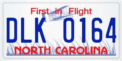 NC license plate DLK0164