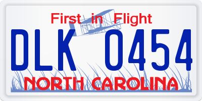 NC license plate DLK0454