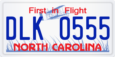 NC license plate DLK0555