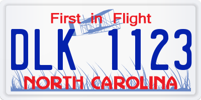 NC license plate DLK1123