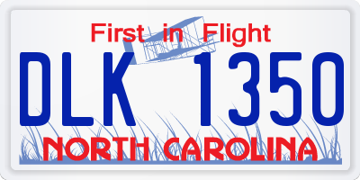 NC license plate DLK1350