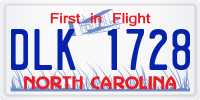 NC license plate DLK1728