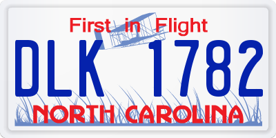 NC license plate DLK1782