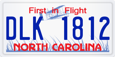 NC license plate DLK1812