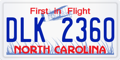 NC license plate DLK2360
