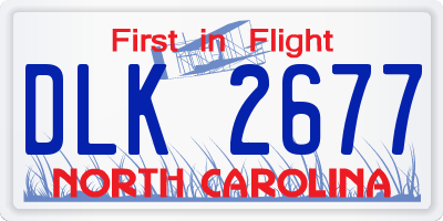 NC license plate DLK2677