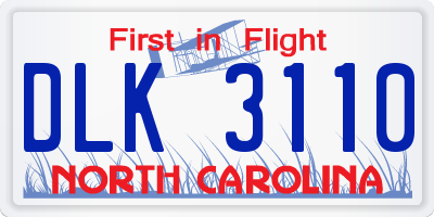 NC license plate DLK3110