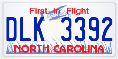 NC license plate DLK3392