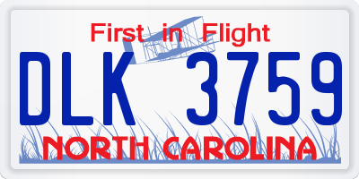 NC license plate DLK3759