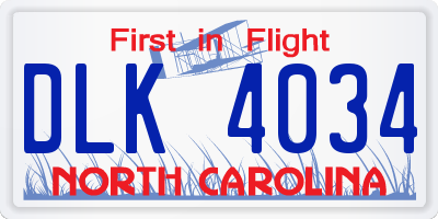 NC license plate DLK4034