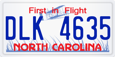 NC license plate DLK4635