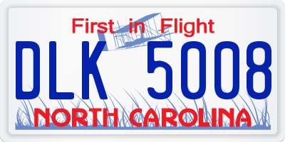 NC license plate DLK5008