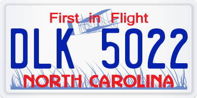 NC license plate DLK5022