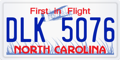 NC license plate DLK5076