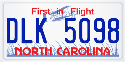NC license plate DLK5098