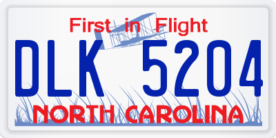 NC license plate DLK5204