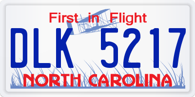 NC license plate DLK5217