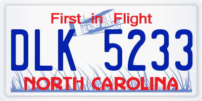 NC license plate DLK5233
