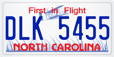 NC license plate DLK5455