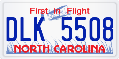 NC license plate DLK5508