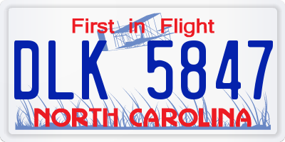 NC license plate DLK5847