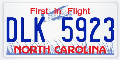 NC license plate DLK5923