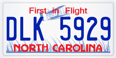 NC license plate DLK5929