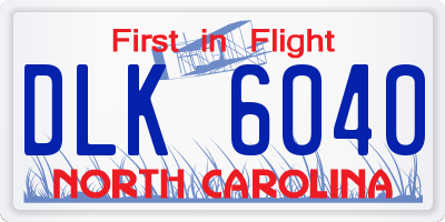 NC license plate DLK6040
