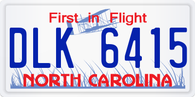 NC license plate DLK6415