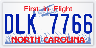 NC license plate DLK7766
