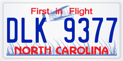 NC license plate DLK9377