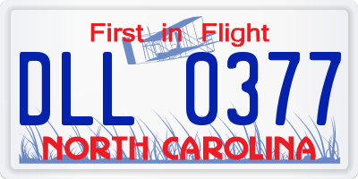 NC license plate DLL0377