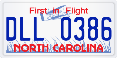 NC license plate DLL0386