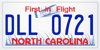 NC license plate DLL0721