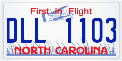 NC license plate DLL1103