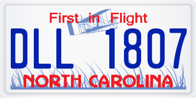 NC license plate DLL1807