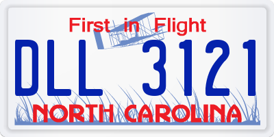 NC license plate DLL3121