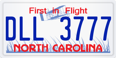 NC license plate DLL3777