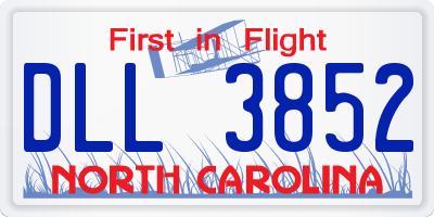 NC license plate DLL3852