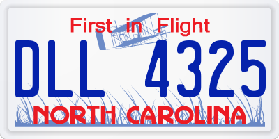 NC license plate DLL4325