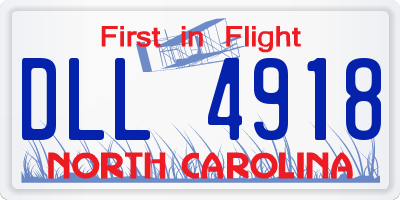 NC license plate DLL4918