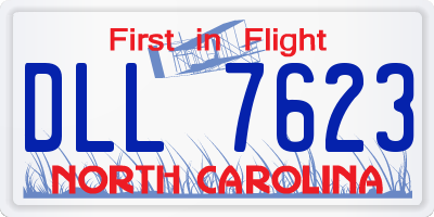 NC license plate DLL7623