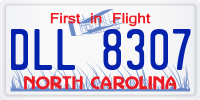 NC license plate DLL8307