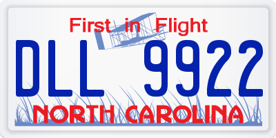 NC license plate DLL9922