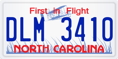 NC license plate DLM3410