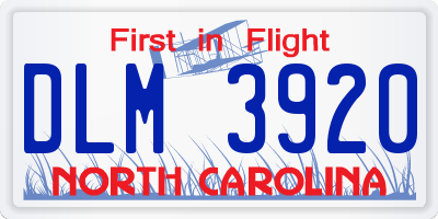 NC license plate DLM3920